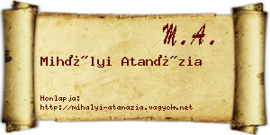 Mihályi Atanázia névjegykártya